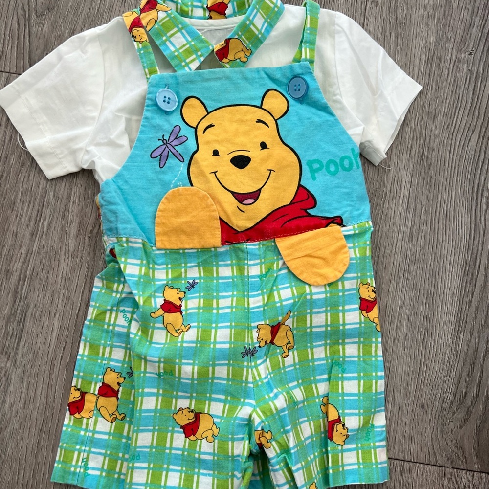 Vintage Disney Daisy Kingdom Winnie The Pooh Baby Boy 3 Pcs Romper Outfit Sz 6M - Picture 2 of 15